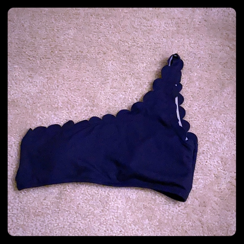 One shoulder blue bathing suit top